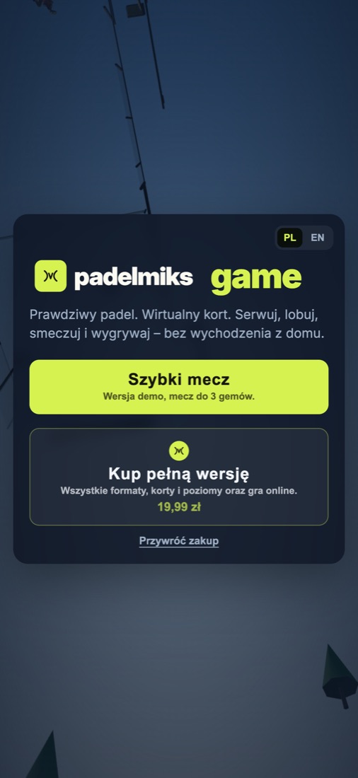 Ekran startowy: Szybki mecz i Kup pełną wersję