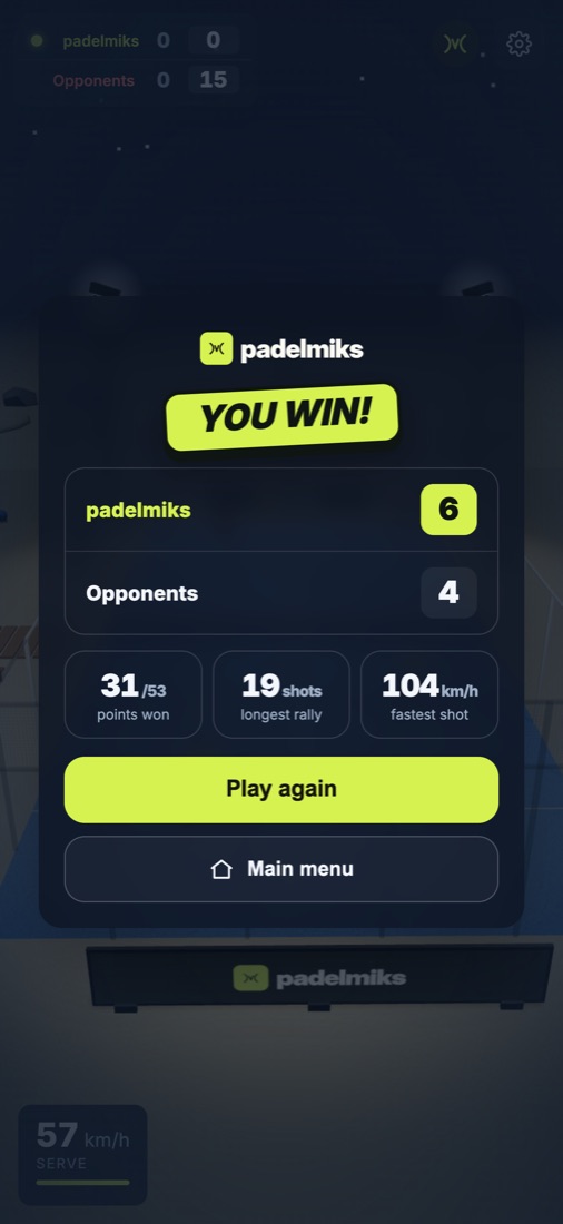 End-of-match screen with stats
